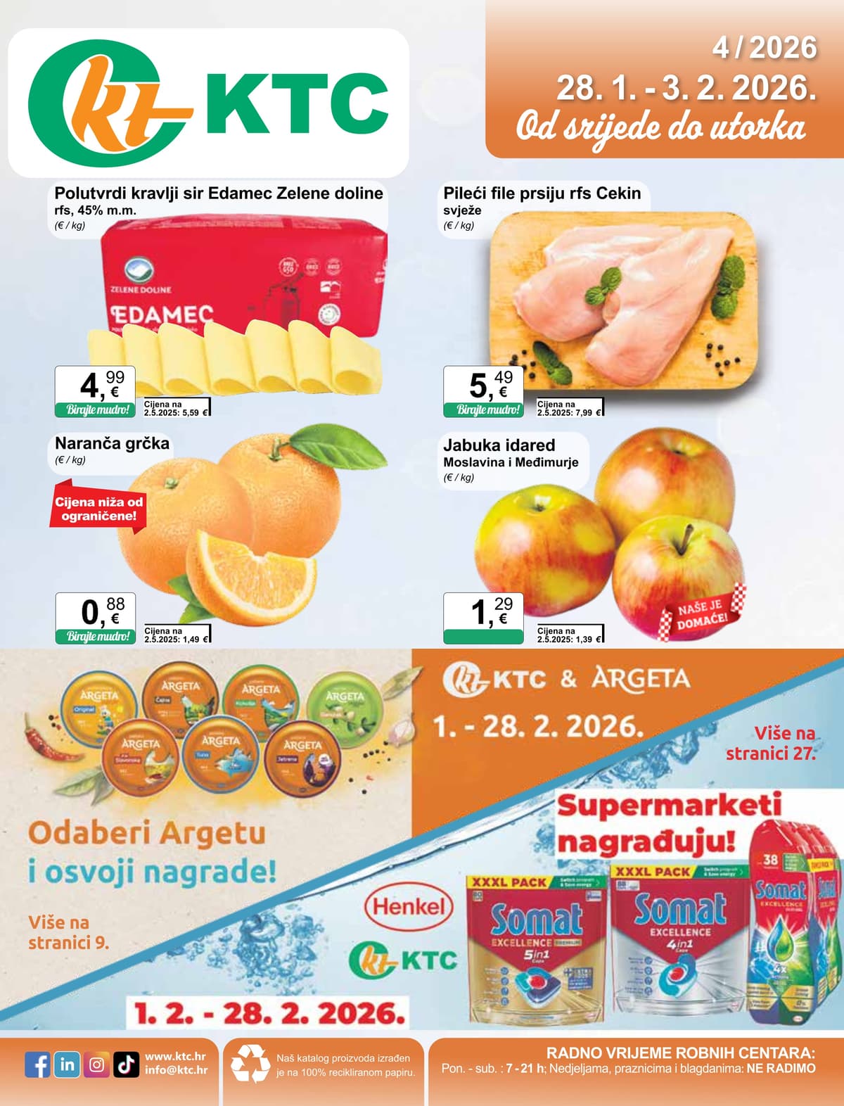 Stranica 1. KTC kataloga - Tjedna Akcija Prehrana od 14.02.2026.