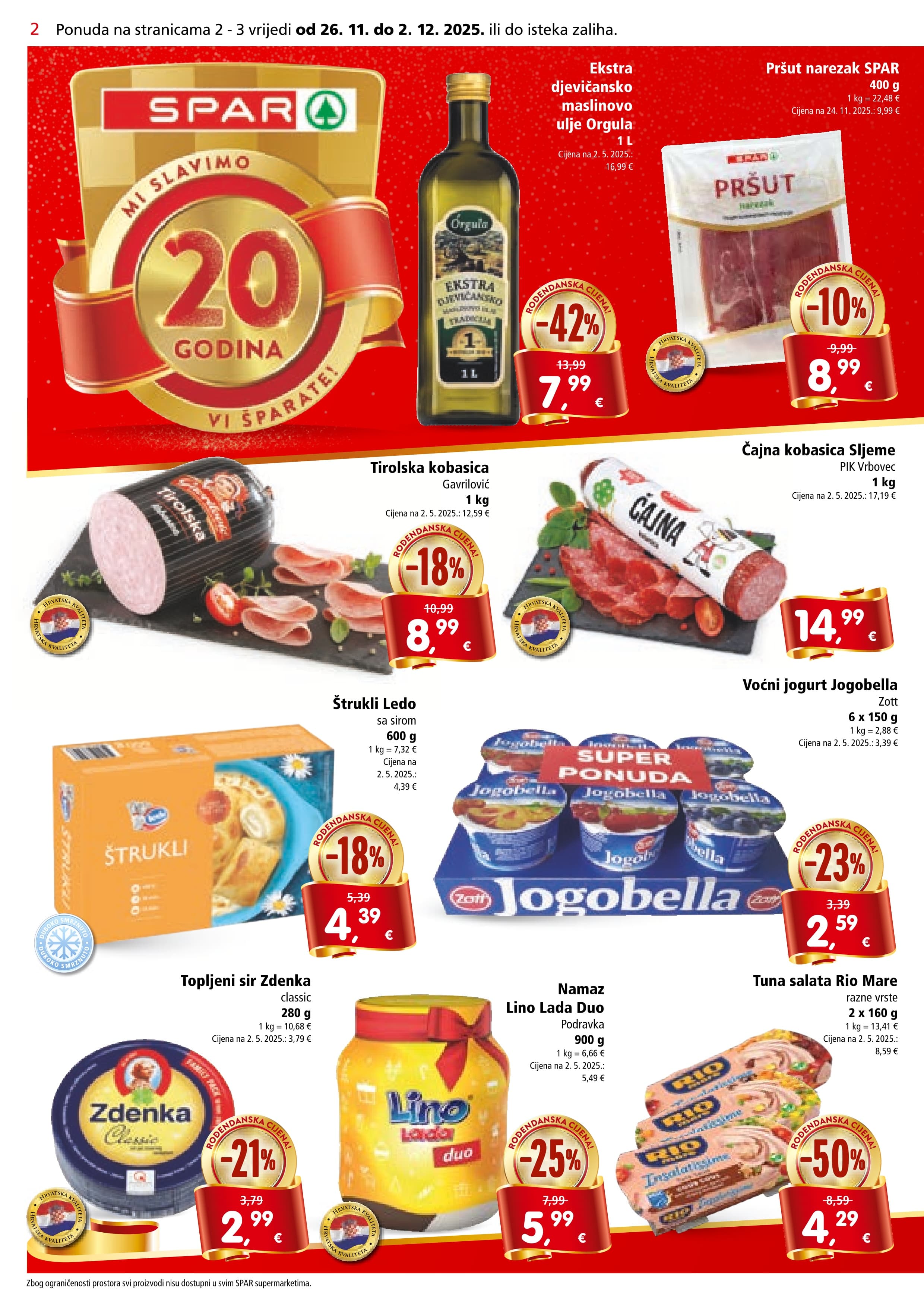 Stranica 2. Spar kataloga - Akcije od 26.11. do 02.12.2025.