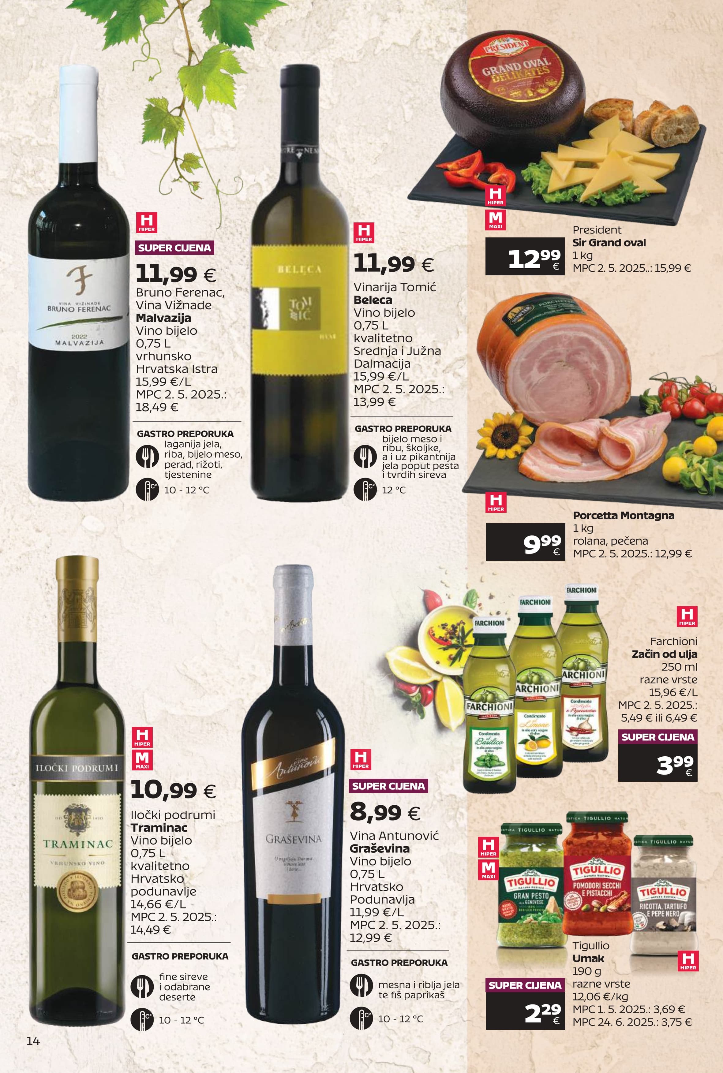 Page from catalog: Super ponuda vina i delicija