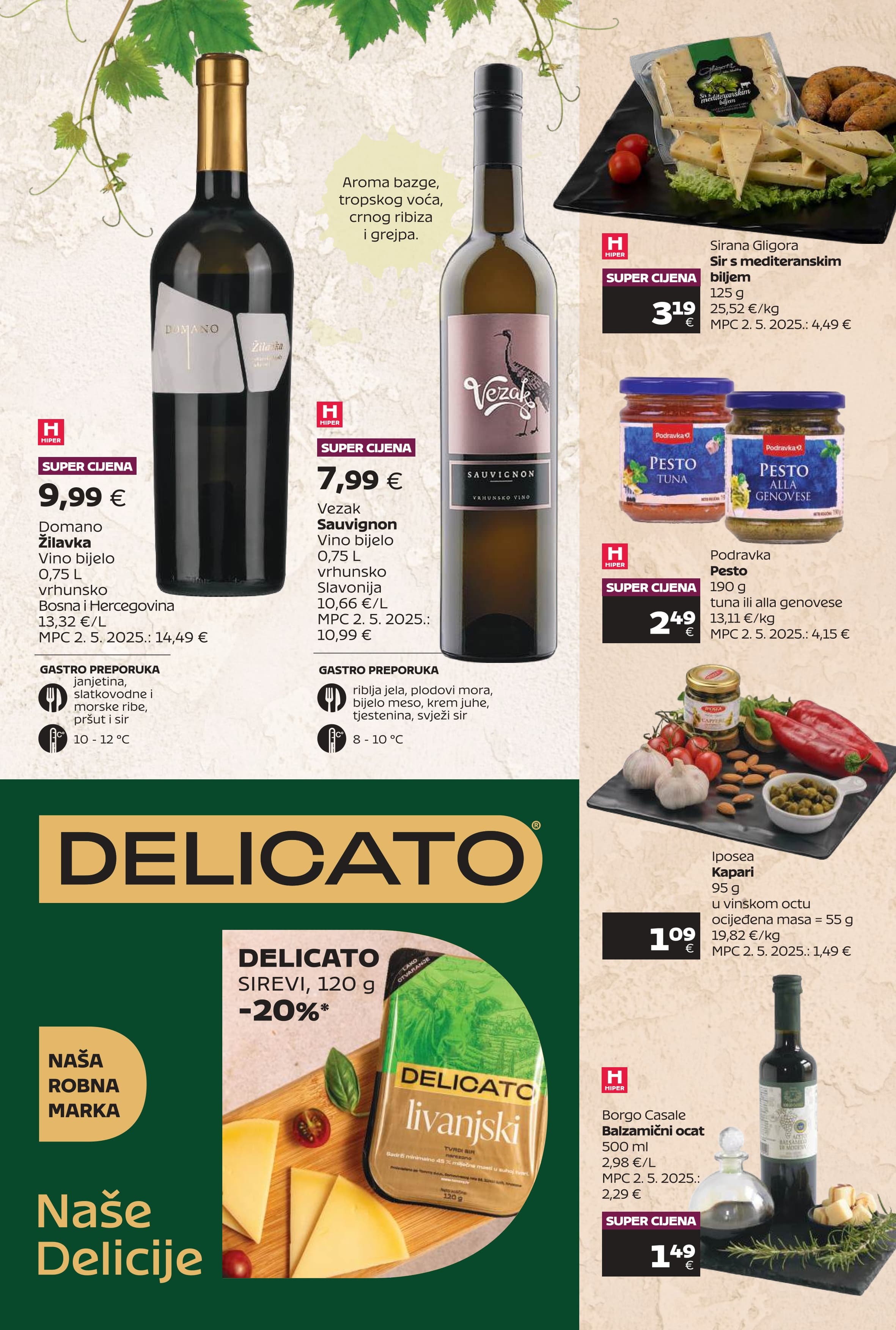Page from catalog: Super ponuda vina i delicija