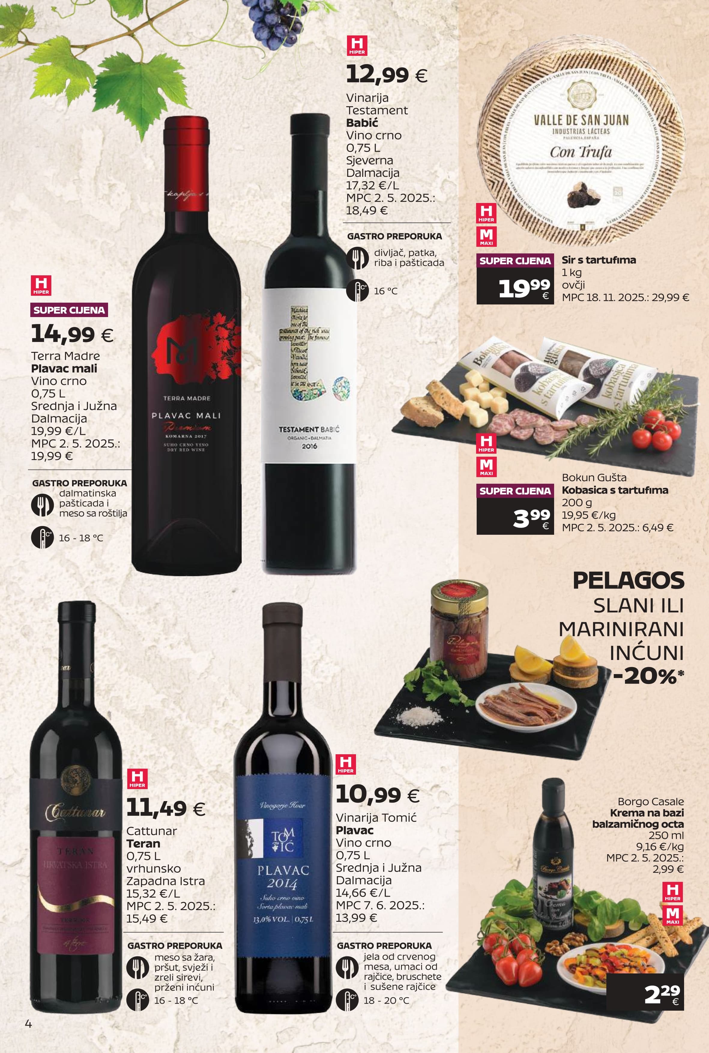 Page from catalog: Super ponuda vina i delicija