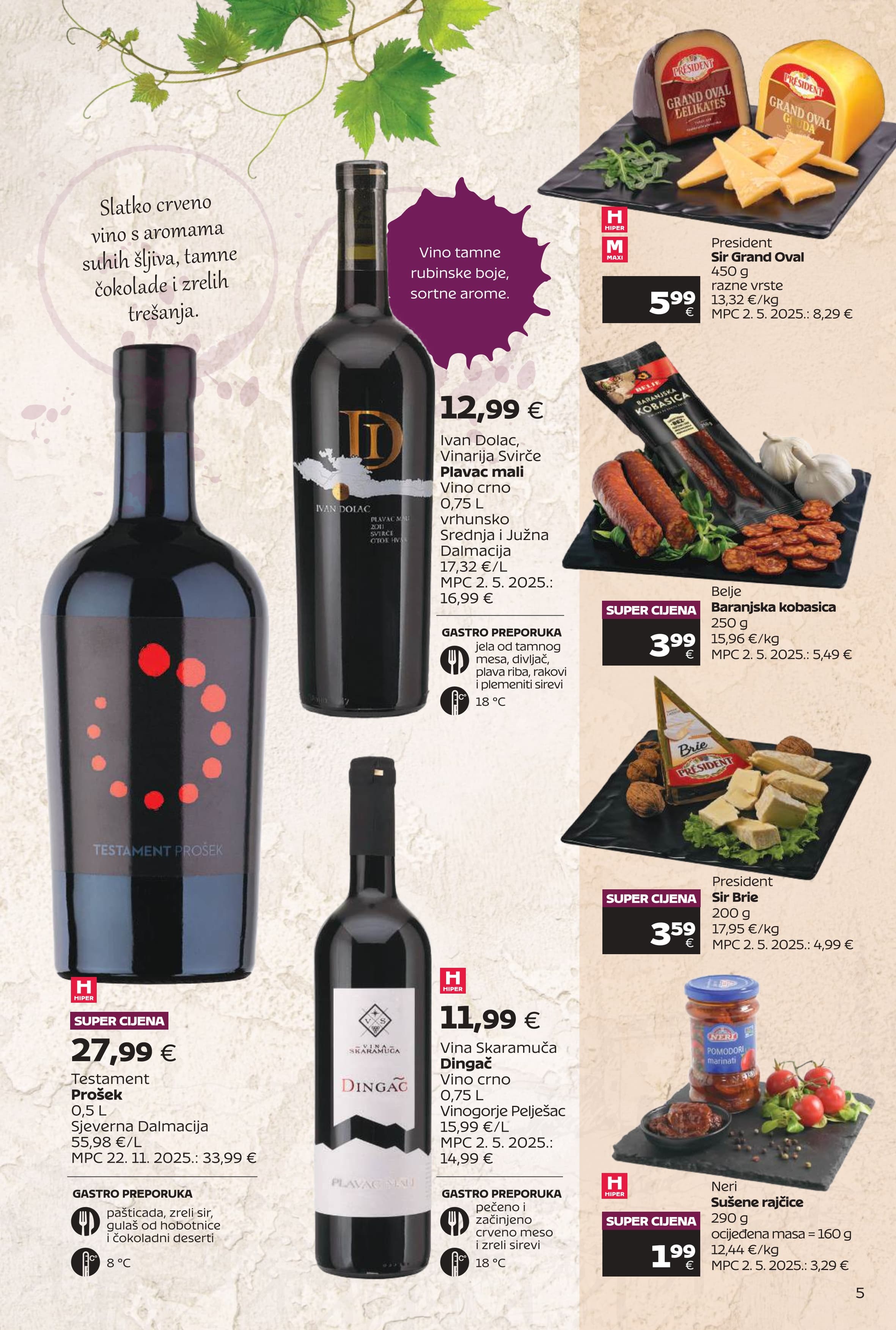Page from catalog: Super ponuda vina i delicija