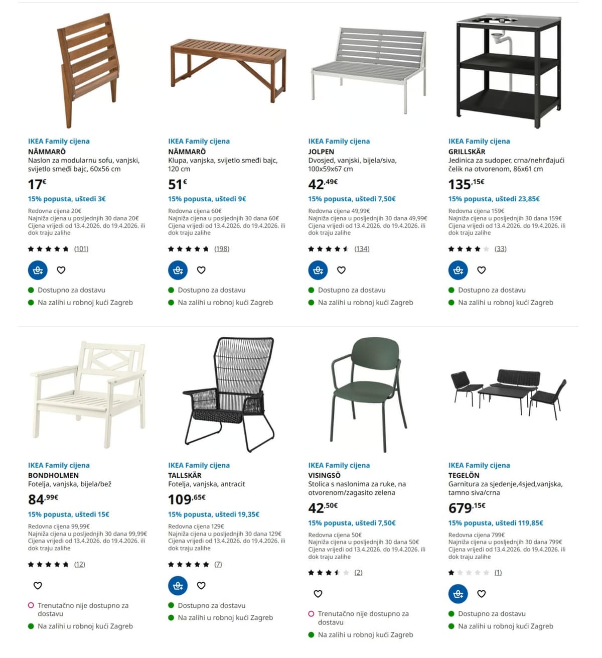 Stranica 8. Ikea kataloga - -15% na odabrani vrtni namještaj i roštilje od 15.04.2026.