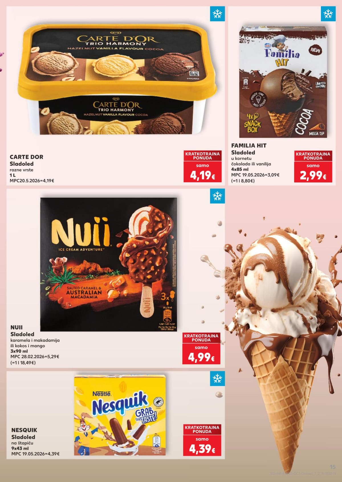 Stranica 15. Kaufland kataloga - Naše mi najbolje paše, sladoledi, salate od 14.06.2026