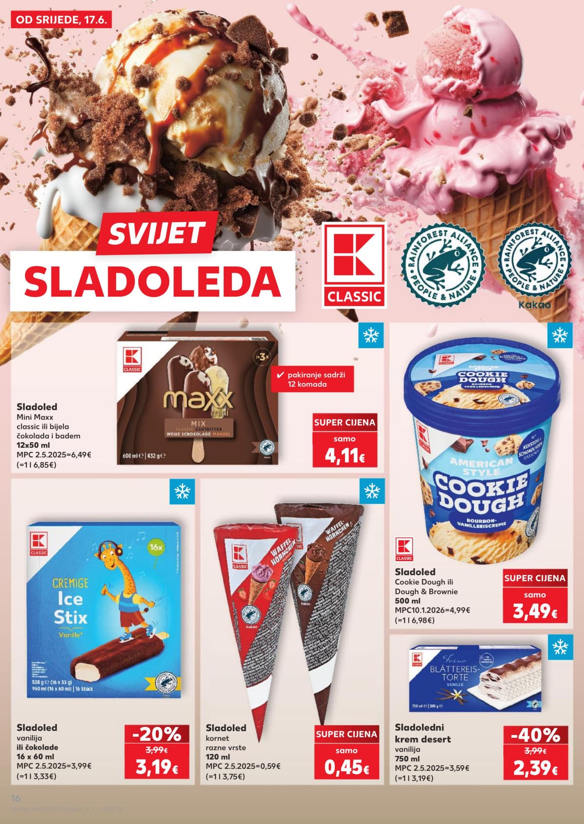 Stranica 16. Kaufland kataloga - Naše mi najbolje paše, sladoledi, salate