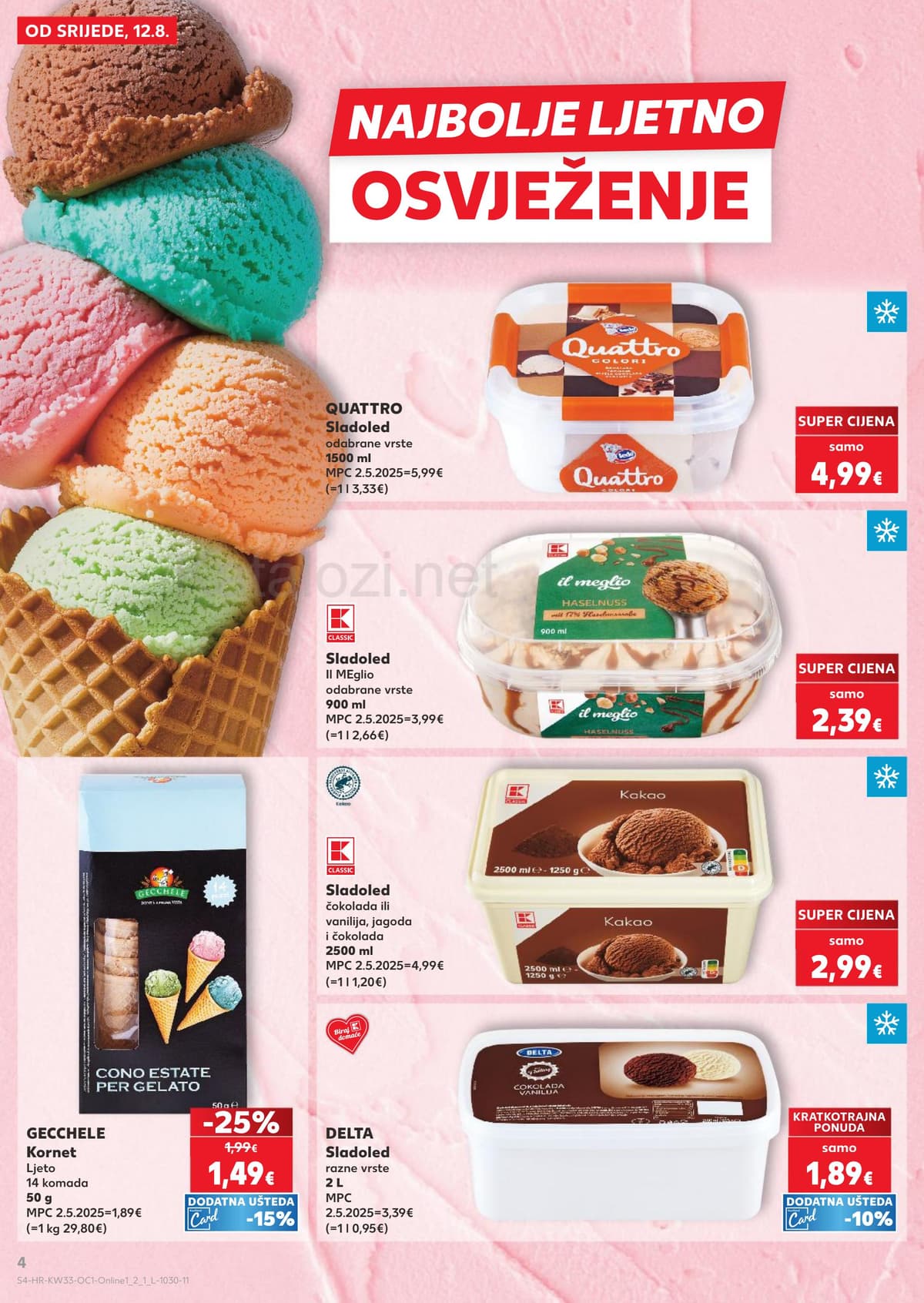 Stranica 4. Kaufland kataloga - Sladoledi, ljetni jelovnik i priprema kolača od 12.08.2026.