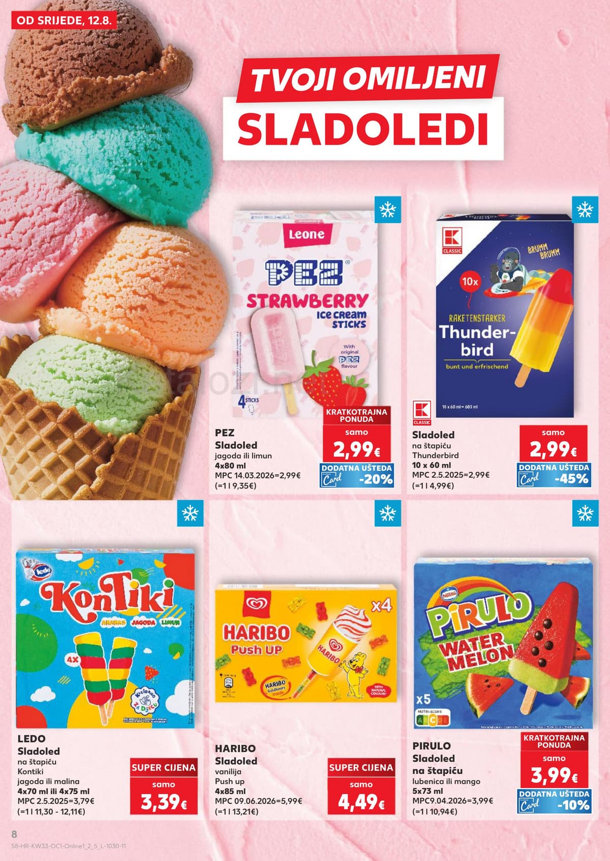Stranica 8. Kaufland kataloga - Sladoledi, ljetni jelovnik i priprema kolača od 12.08.2026.