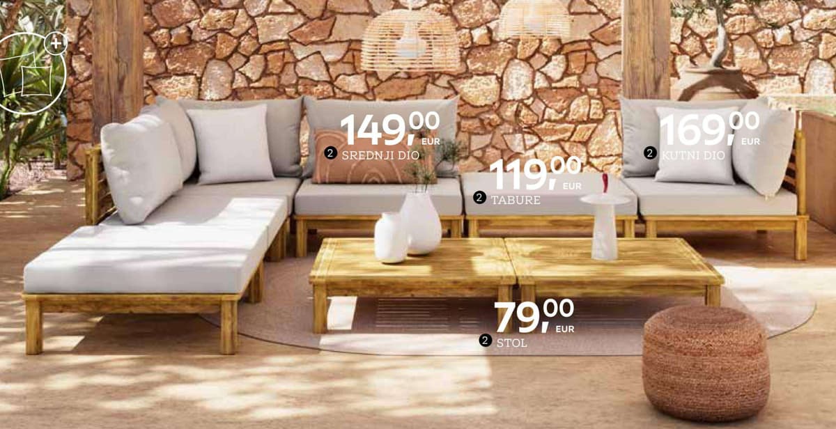 Ambia Garden Lounge set Lario Kutni dio Akcija u trgovini Lesnina