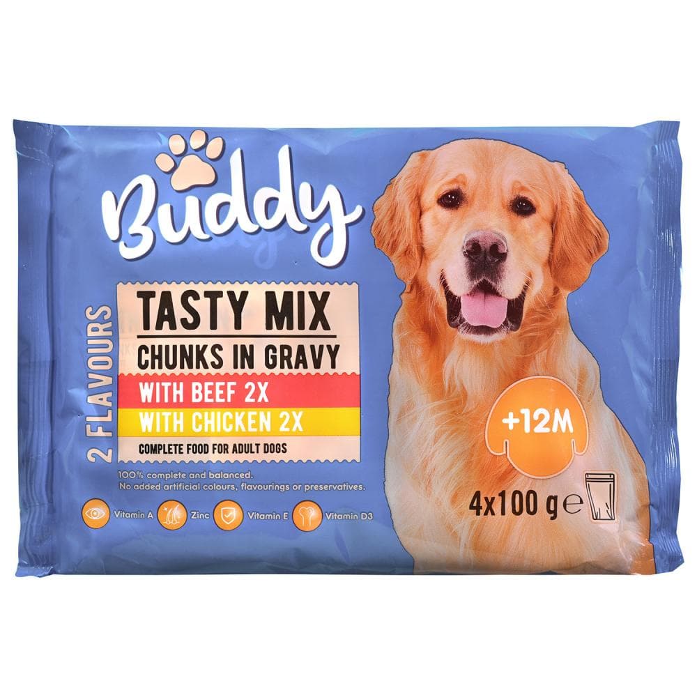 Buddy Tasty Mix Chunks in Gravy 4x100g Akcija u trgovini Konzum