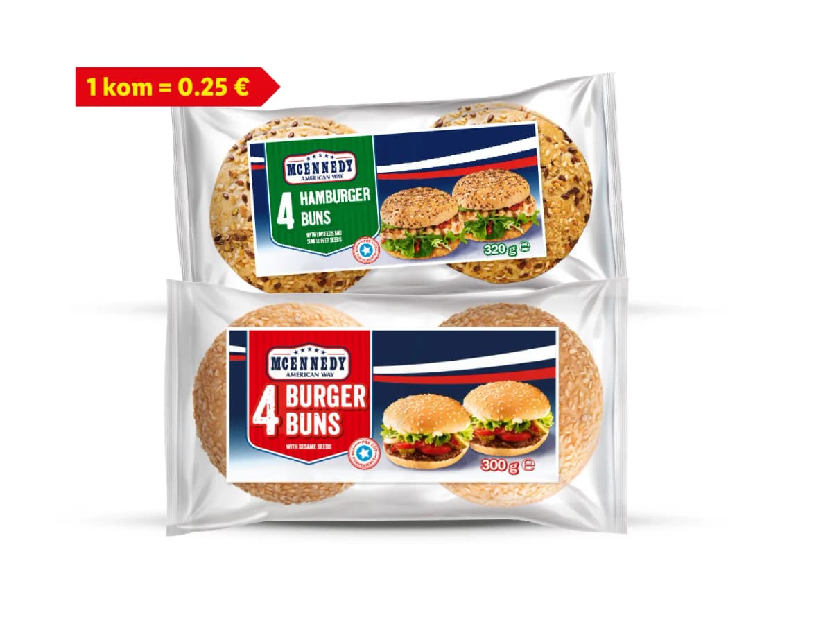 Mcennedy hamburger pecivo sa sjemenkama 4 kom Akcija u trgovini Lidl