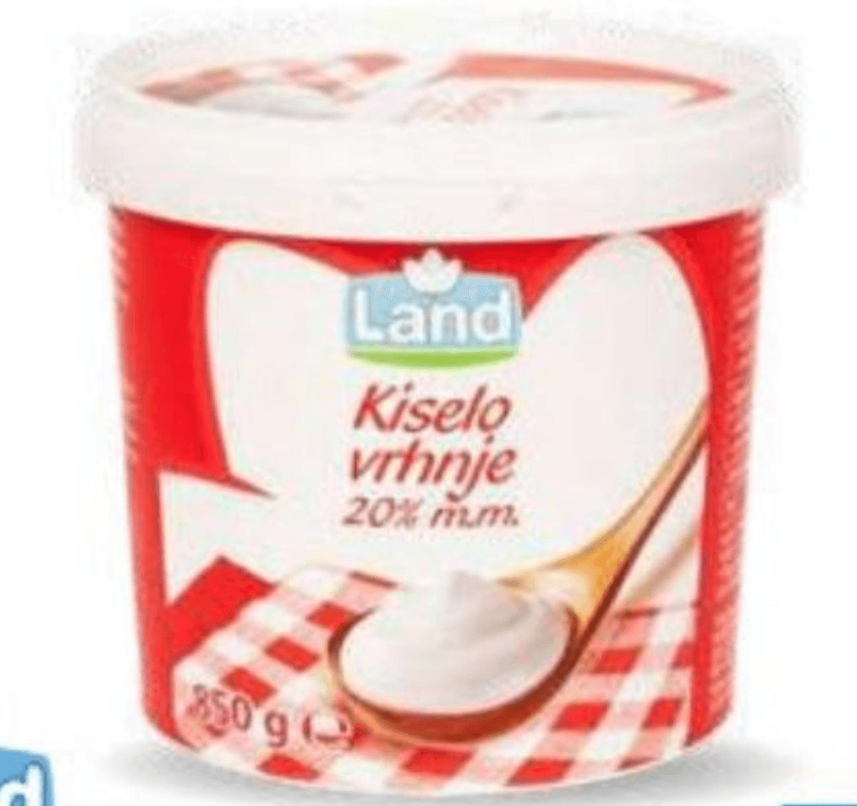 Land Kiselo vrhnje 20% m.m. 850 g Akcija u trgovini Eurospin