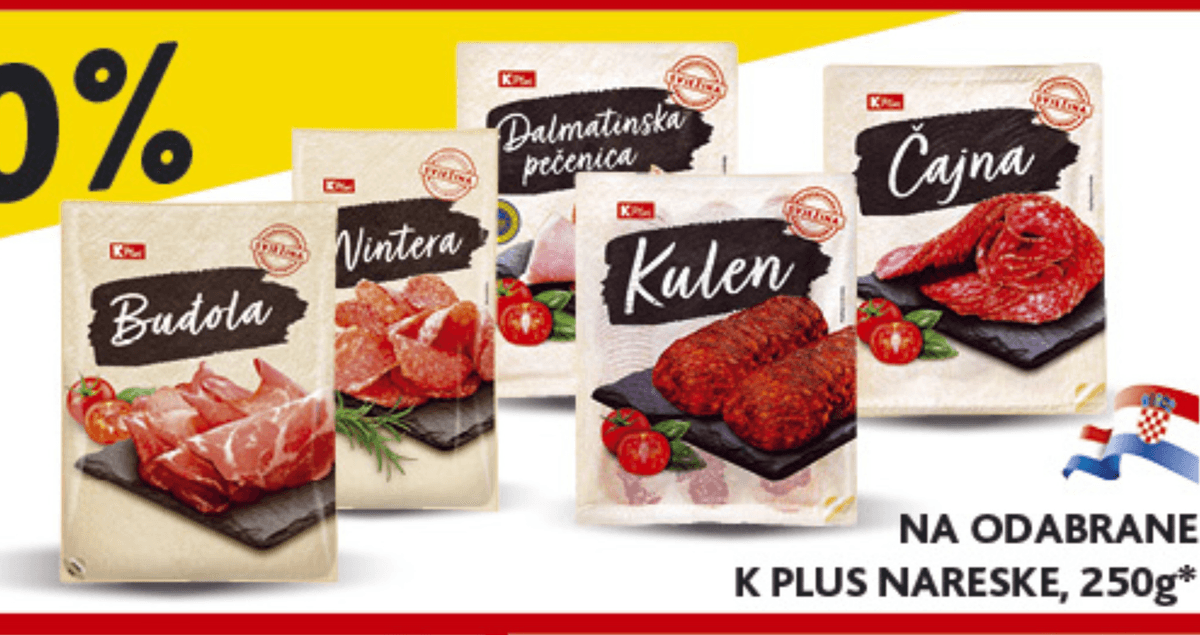 Odabrane K Plus nareske 250g Akcija u trgovini Konzum