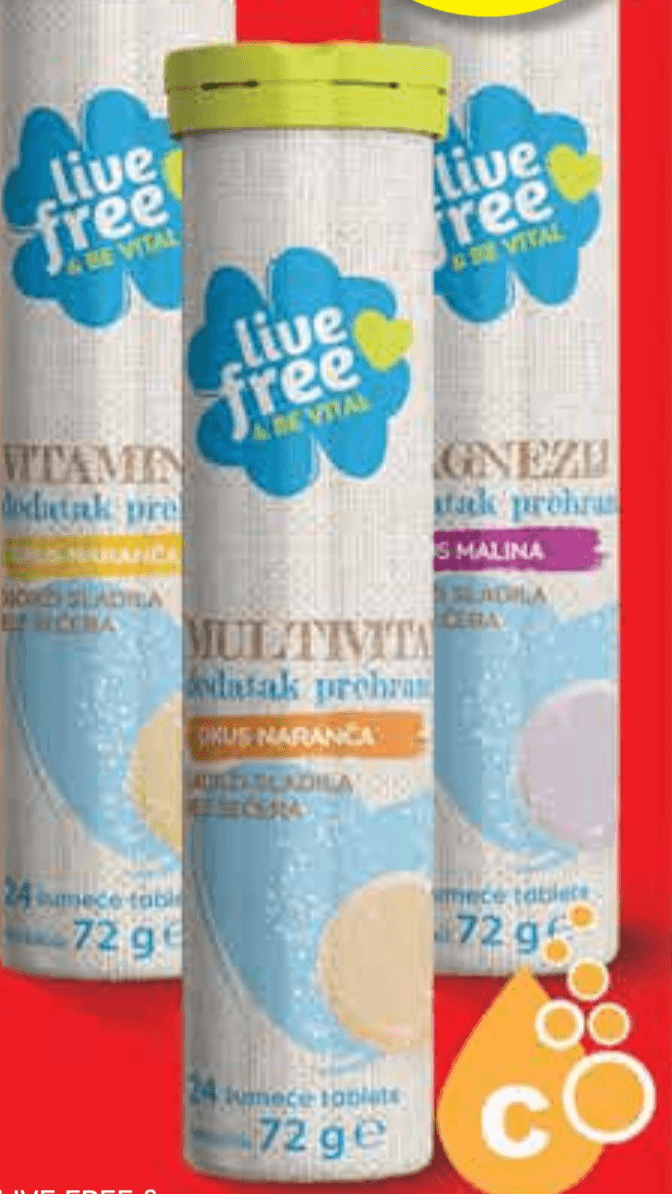 Live Free & Organic Šumeće tablete 72 g Akcija u trgovini Plodine