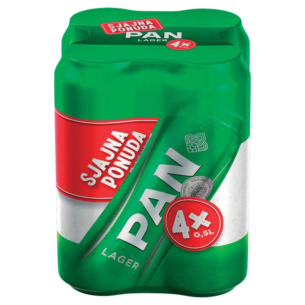 Pivo Pan Zlatni ili Lager 4 x 0,5 L Akcija u trgovini Spar