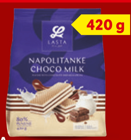 Lasta Napolitanka Choco Milk 420 g Akcija u trgovini Pevex