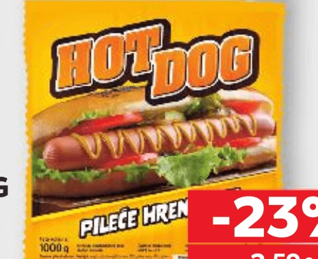 Hot Dog Pileće hrenovke 1 kg Akcija u trgovini Kaufland