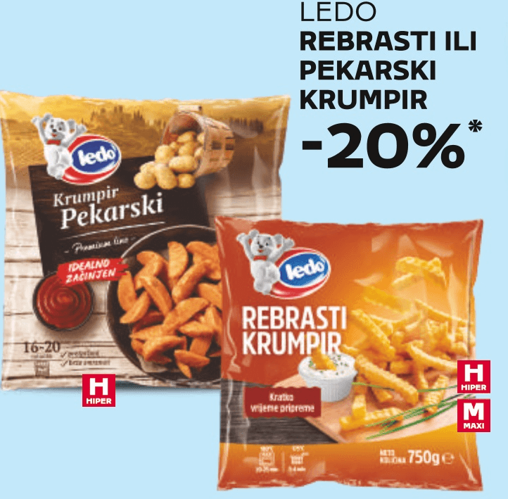 Ledo Rebrasti ili pekarski krumpir Akcija u trgovini Tommy