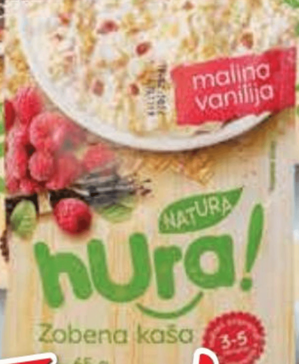 Kaša zobena malina-vanilija, čokolada 65 g HURA NATURA Akcija u trgovini NTL