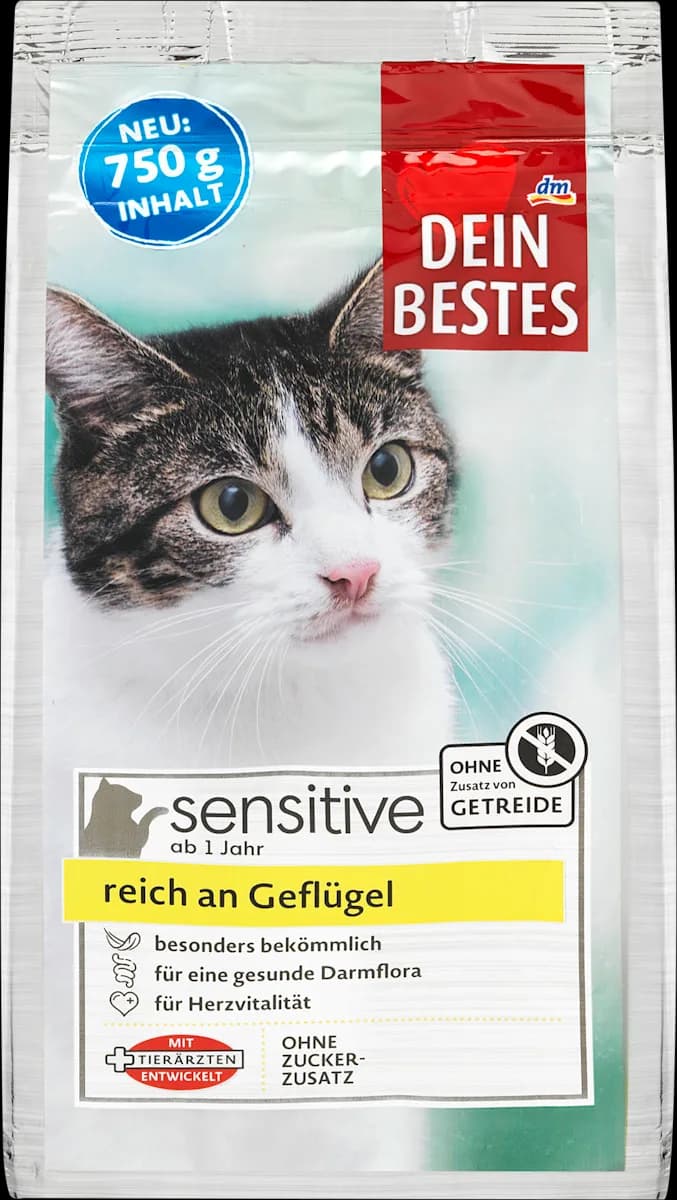 Dein Bestes sensitive suha hrana za mačke perad 750 g Akcija u trgovini Dm