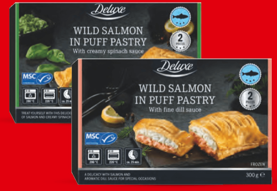 Deluxe Divlji losos u lisnatom tijestu 300 g Akcija u trgovini Lidl