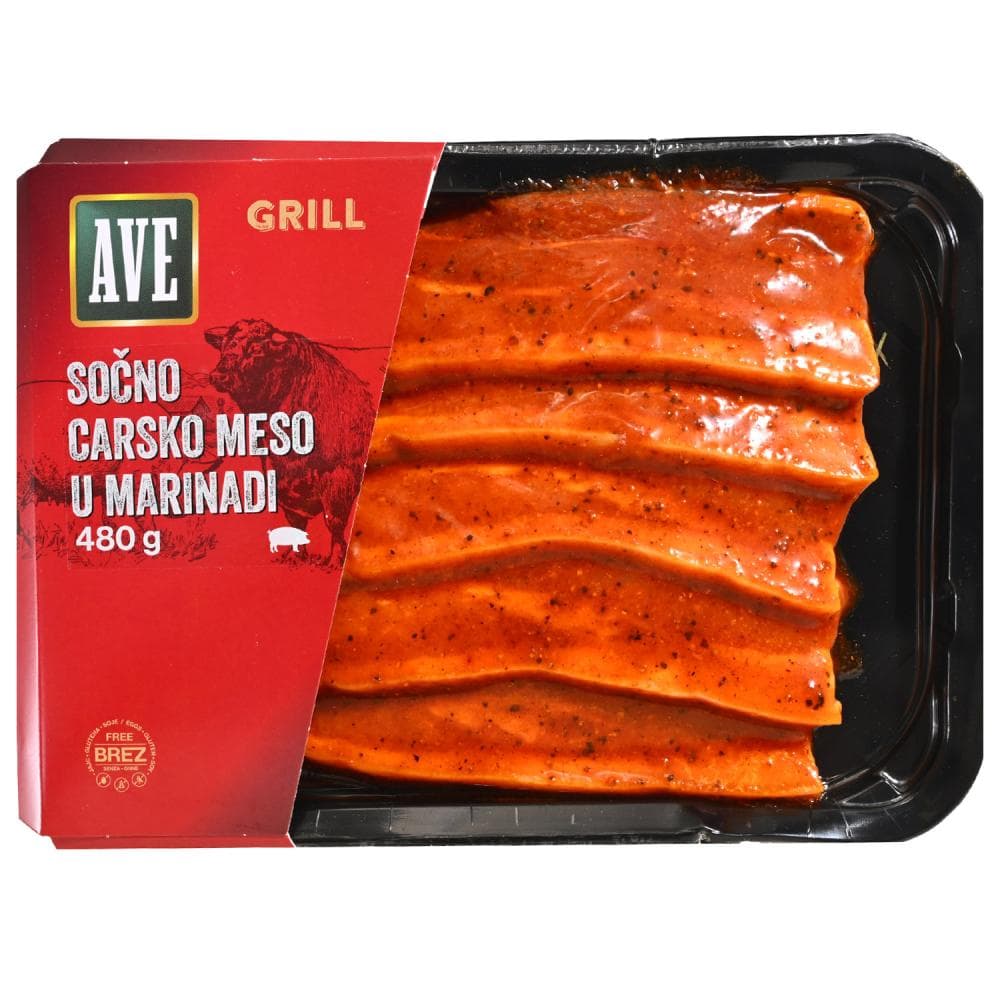 Carsko meso marinirano 480 g AVE Akcija u trgovini Spar