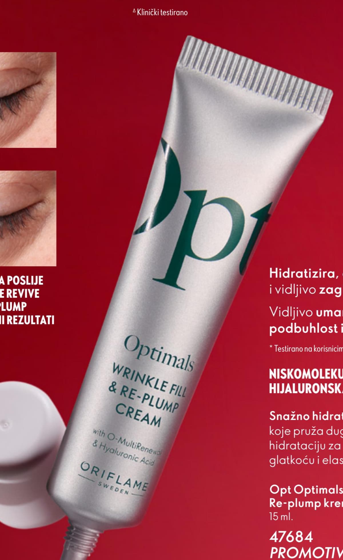 Oriflame Optimals Wrinkle Fill & Re-plump krema 15 ml Akcija u trgovini Oriflame