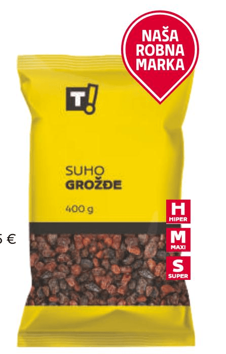 T! grožđice 400 g Akcija u trgovini Tommy