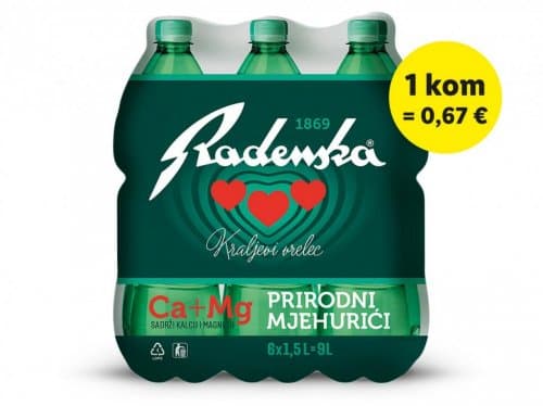 Radenska gazirana mineralna voda 6 x 1.5 l Akcija u trgovini Lidl