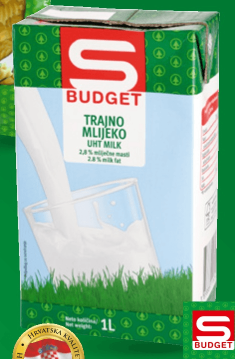 Trajno mlijeko 1 L S-BUDGET Akcija u trgovini Spar