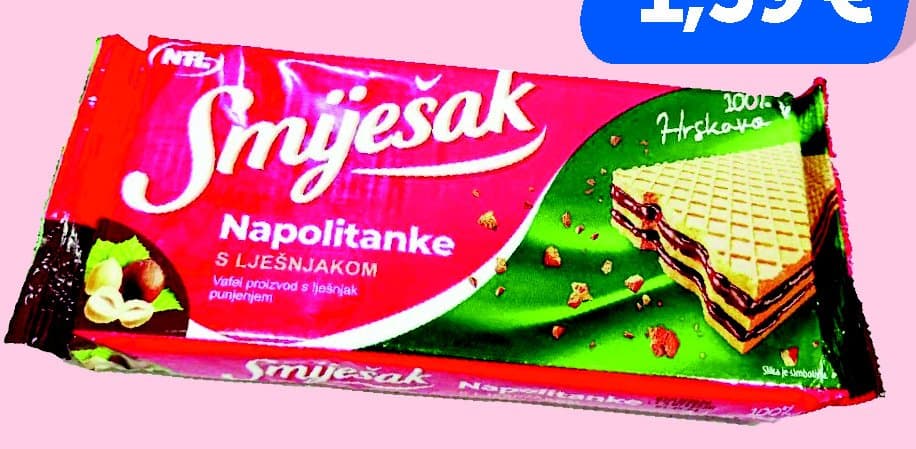 Napolitanke Smiješak mlijeko i čokolada 170 g Akcija u trgovini Bakmaz
