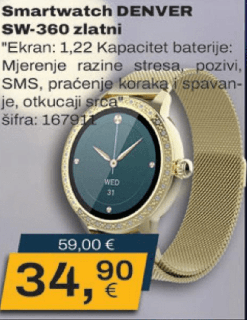 Smartwatch Denver SW-360: Akcija (Vinkoprom) 24.11.