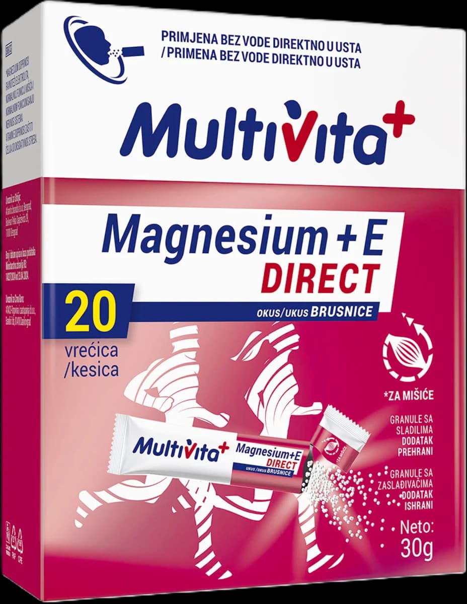 Multivita direct magnezij + vitamin E okus brusnica 20 kom. Akcija u trgovini Dm