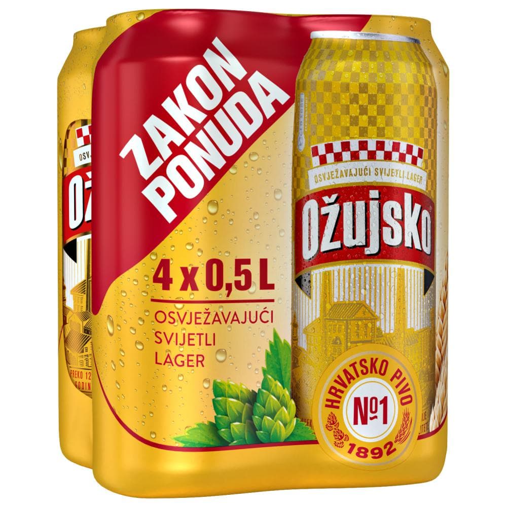 Ožujsko Svijetlo pivo 4 x 0.5 l Akcija u trgovini Lidl