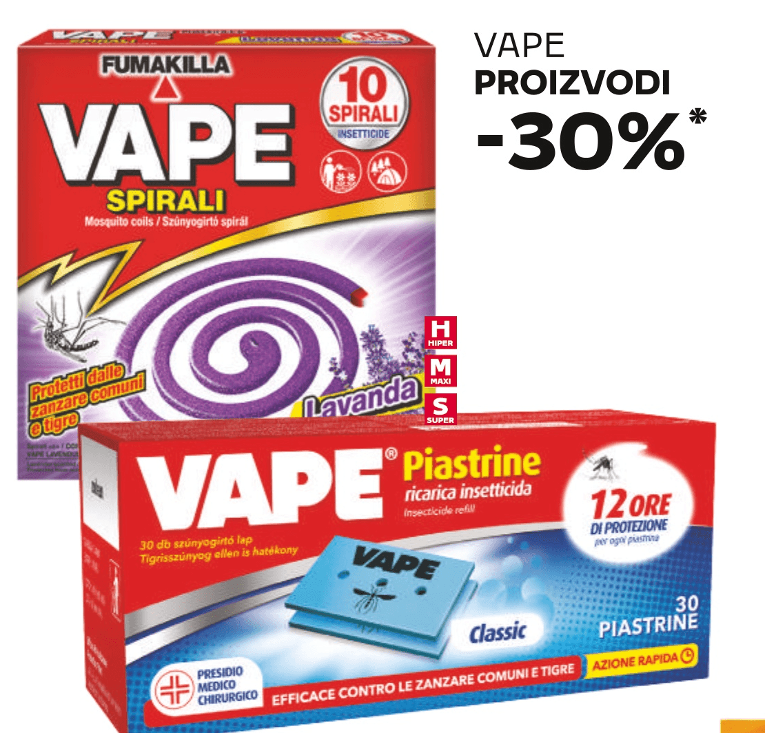 Vape ricarica insetticida 30 piastrine Akcija u trgovini Tommy