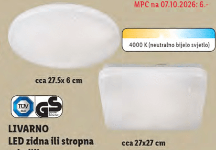 LIVARNO LED zidna ili stropna svjetiljka Akcija u trgovini Lidl