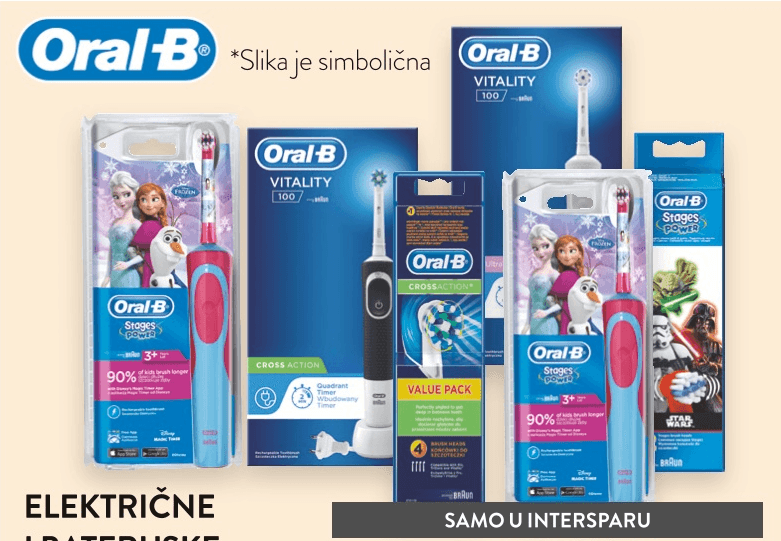 Električne i baterijske četkice, nastavci, tuševi za usta Oral-B Akcija u trgovini Spar