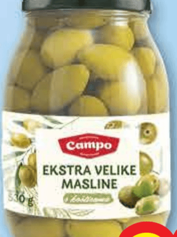 Campo Masline zelene s košticom 950 g Akcija u trgovini Plodine