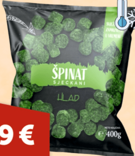 Hlad špinat sjeckani 400 g Akcija u trgovini Boso