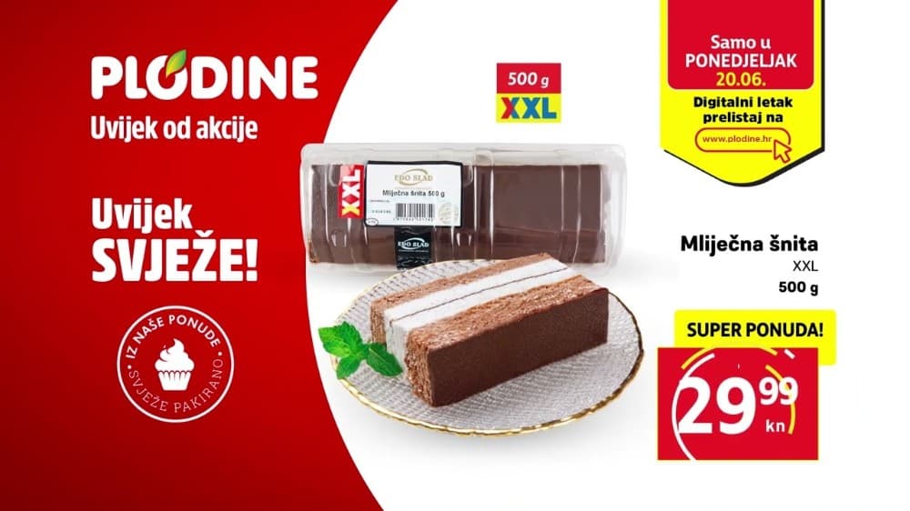 Edo Slad mliječna šnita XXL 500 g Akcija u trgovini Plodine