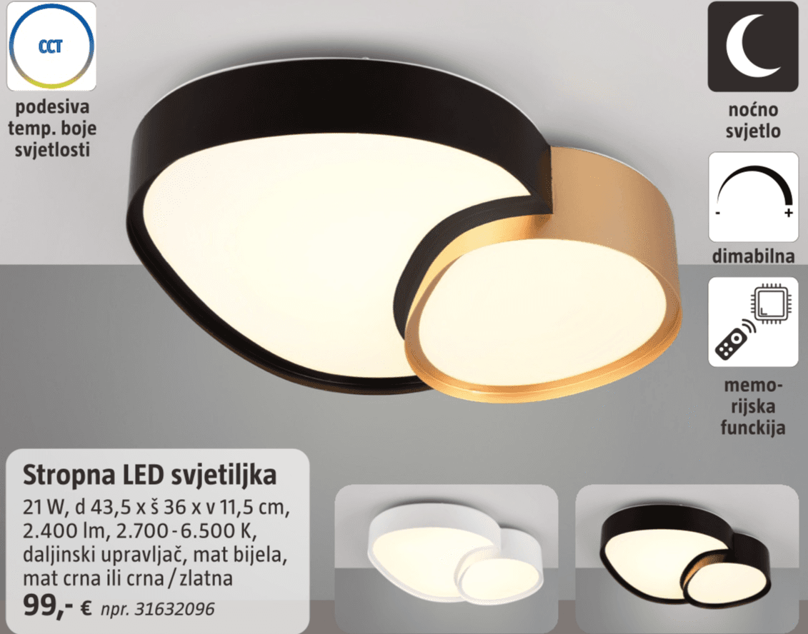 Stropna LED svjetiljka 'Rise' d 43,5 x š 36 x v 11,5 cm Akcija u trgovini Bauhaus