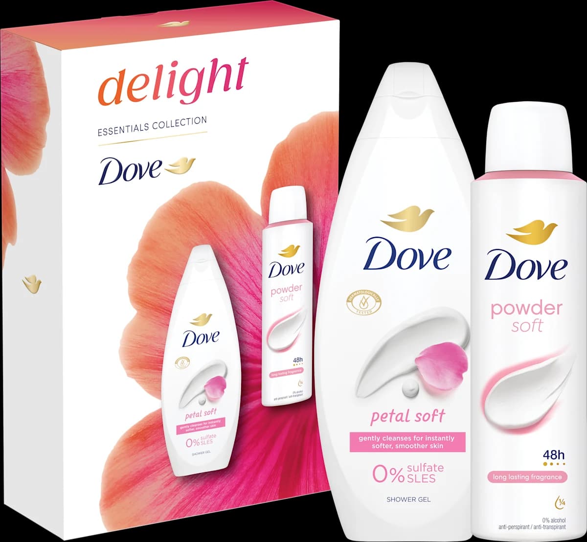 Dove Delight Set gel za tuširanje, 250ml + dezodorans, 150ml Akcija u trgovini Konzum