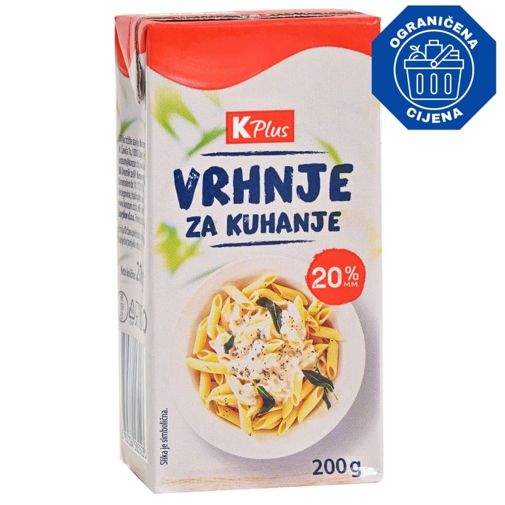 K Plus vrhnje za kuhanje 200 g Akcija u trgovini Konzum