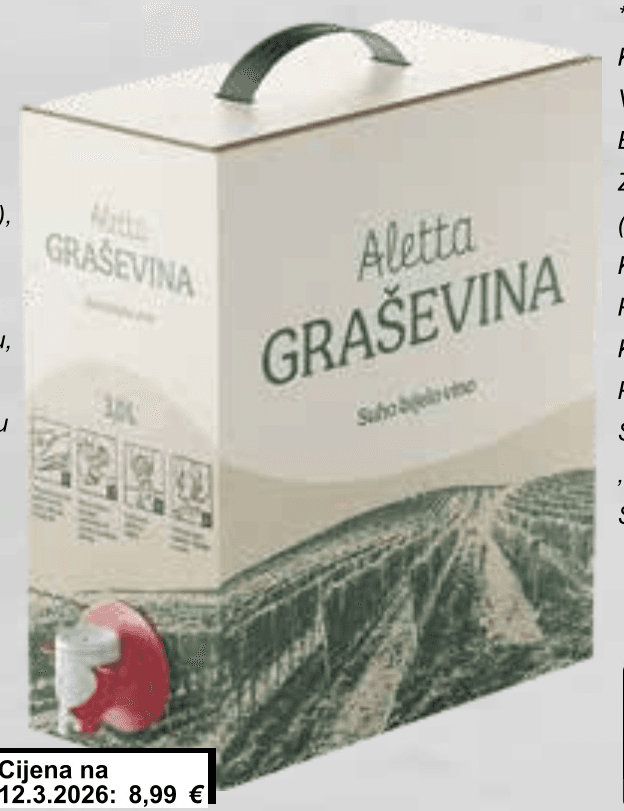 Aletta Graševina vino 3 L Akcija u trgovini KTC