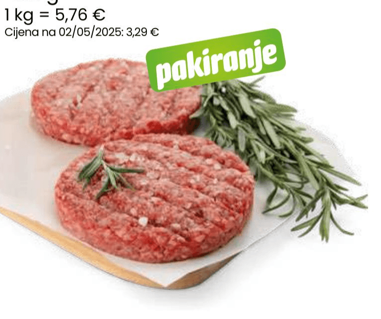 Pljeskavica 450 g Akcija u trgovini Eurospin