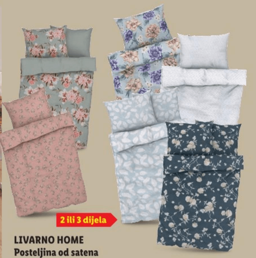 Livarno Posteljina od satena 2 jastučnice cca 60x80 cm i 1 navlaka za pokrivač cca 200x200 cm Akcija u trgovini Lidl