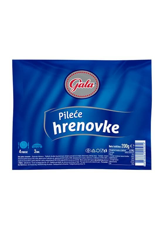 Gala Pileće hrenovke 200 g Akcija u trgovini Ribola