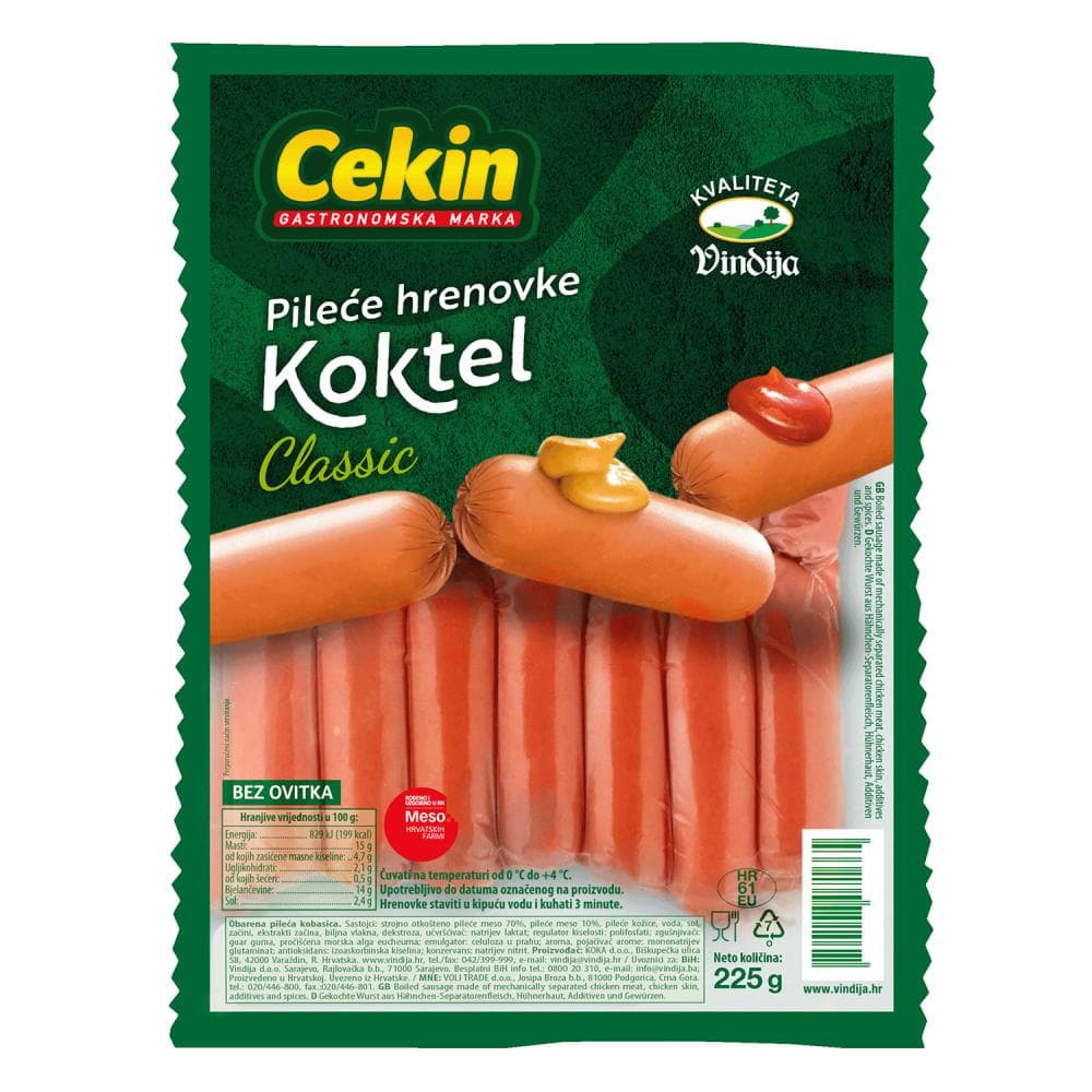 Cekin pileće hrenovke koktel 225 g Akcija u trgovini Gavranović