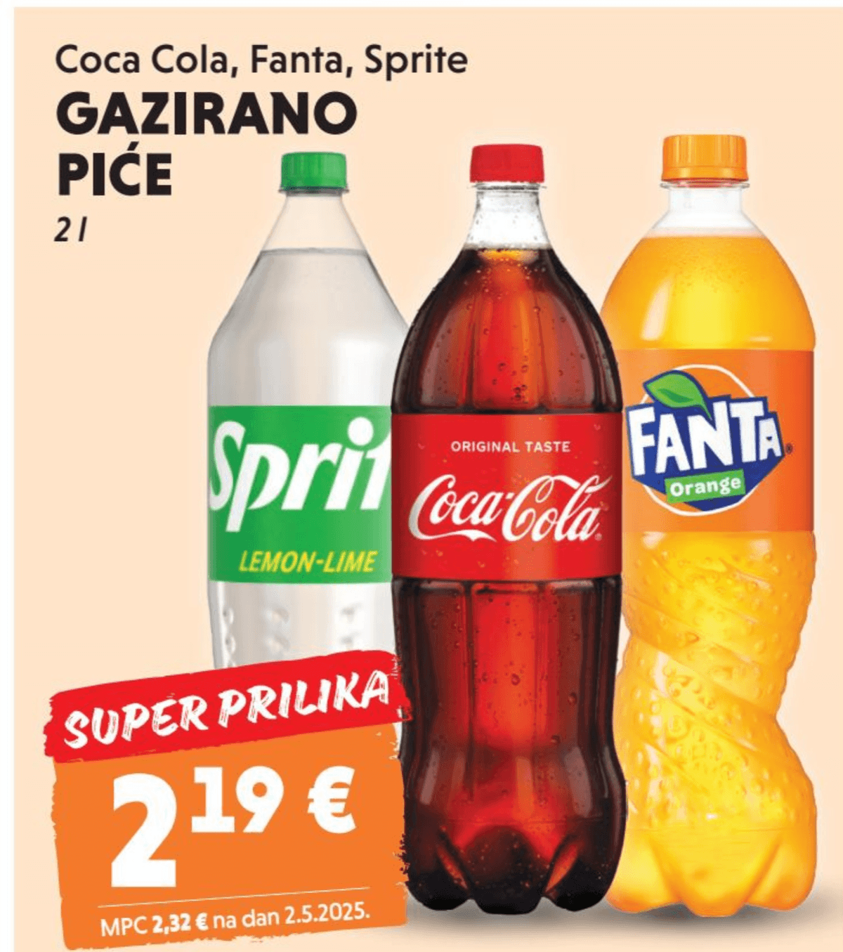 Coca Cola, Fanta gazirano piće 2 l Akcija u trgovini Studenac