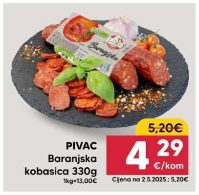 Pivac baranjska kobasica 330 g Akcija u trgovini Pivac