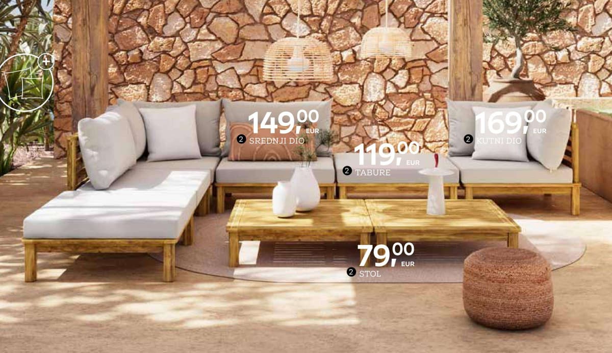 Ambia Garden Lounge set Lario Srednji dio Akcija u trgovini Lesnina